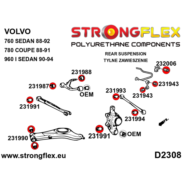 236211B: Takajousituksen puslasarja Volvo 760 / 780 / 960 (multilink)