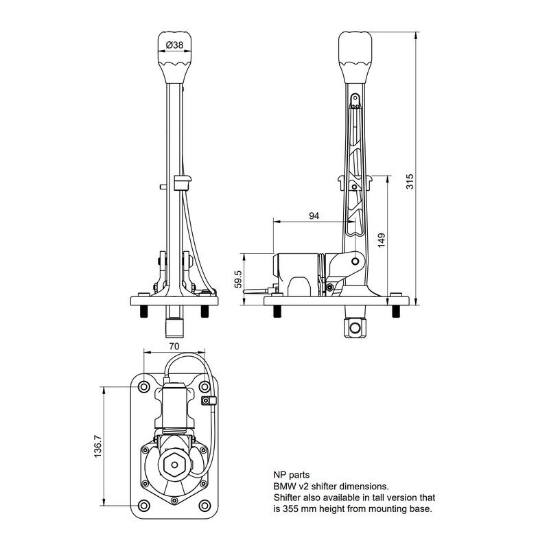 NP Parts V2 Kultainen vaihdekeppi BMW